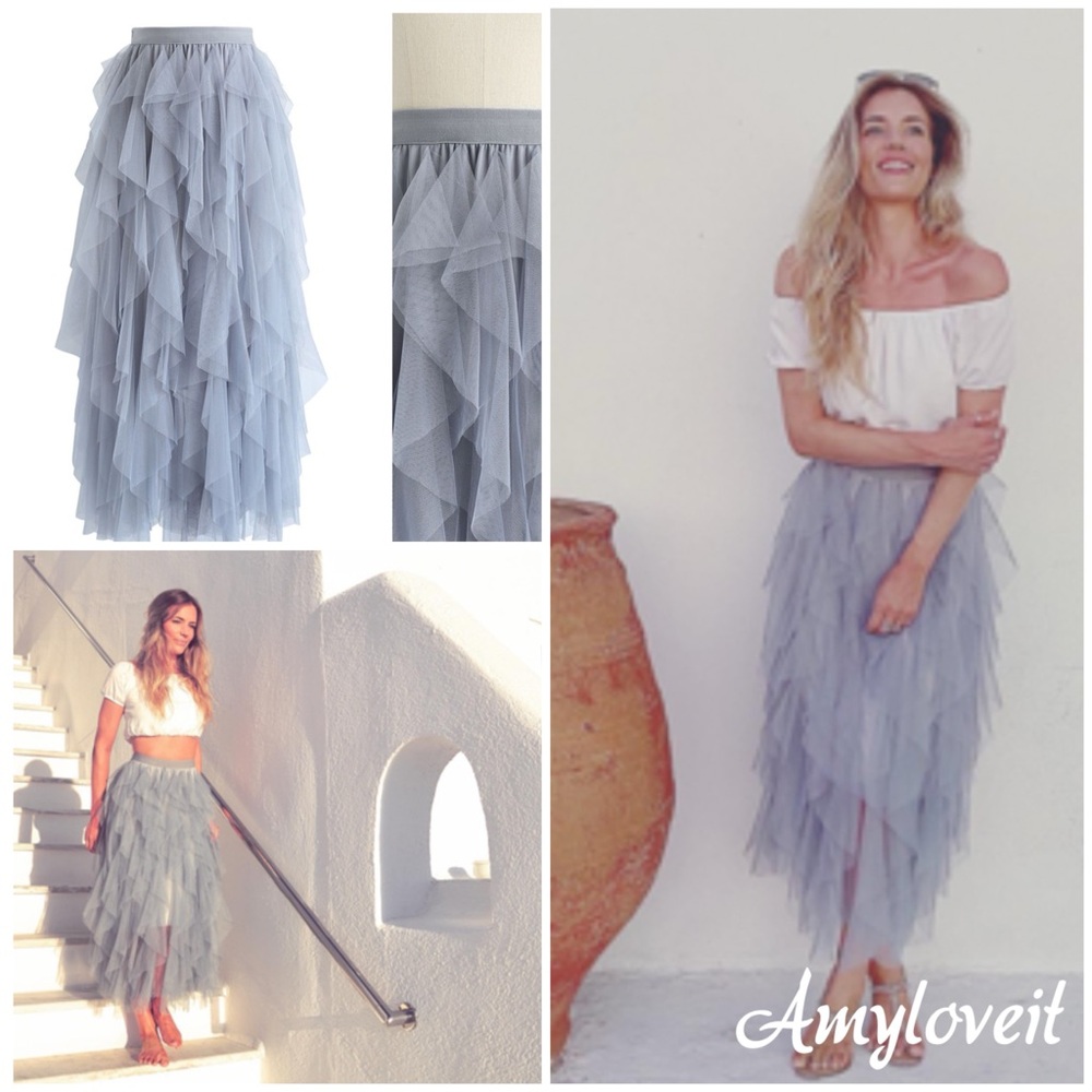 Soho Apparel Tiered Tulle Maxi Skirt #42